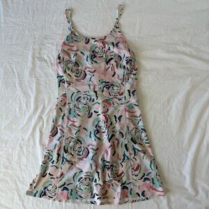 Athleta Infinity Dress M Pink Floral Built In Shorts Athletic Tennis Pickleball